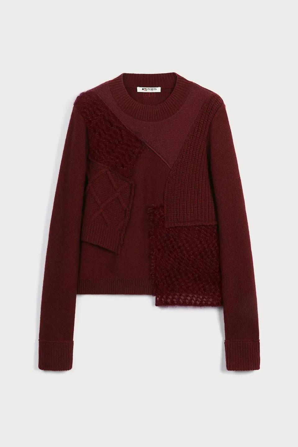 PORTS PW325KFC04 maglia lana bordeaux traforata