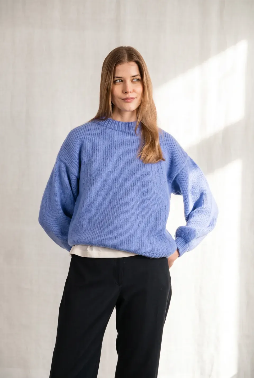 Jyoti Lupuna maglione baby alpaca azzurro chunky