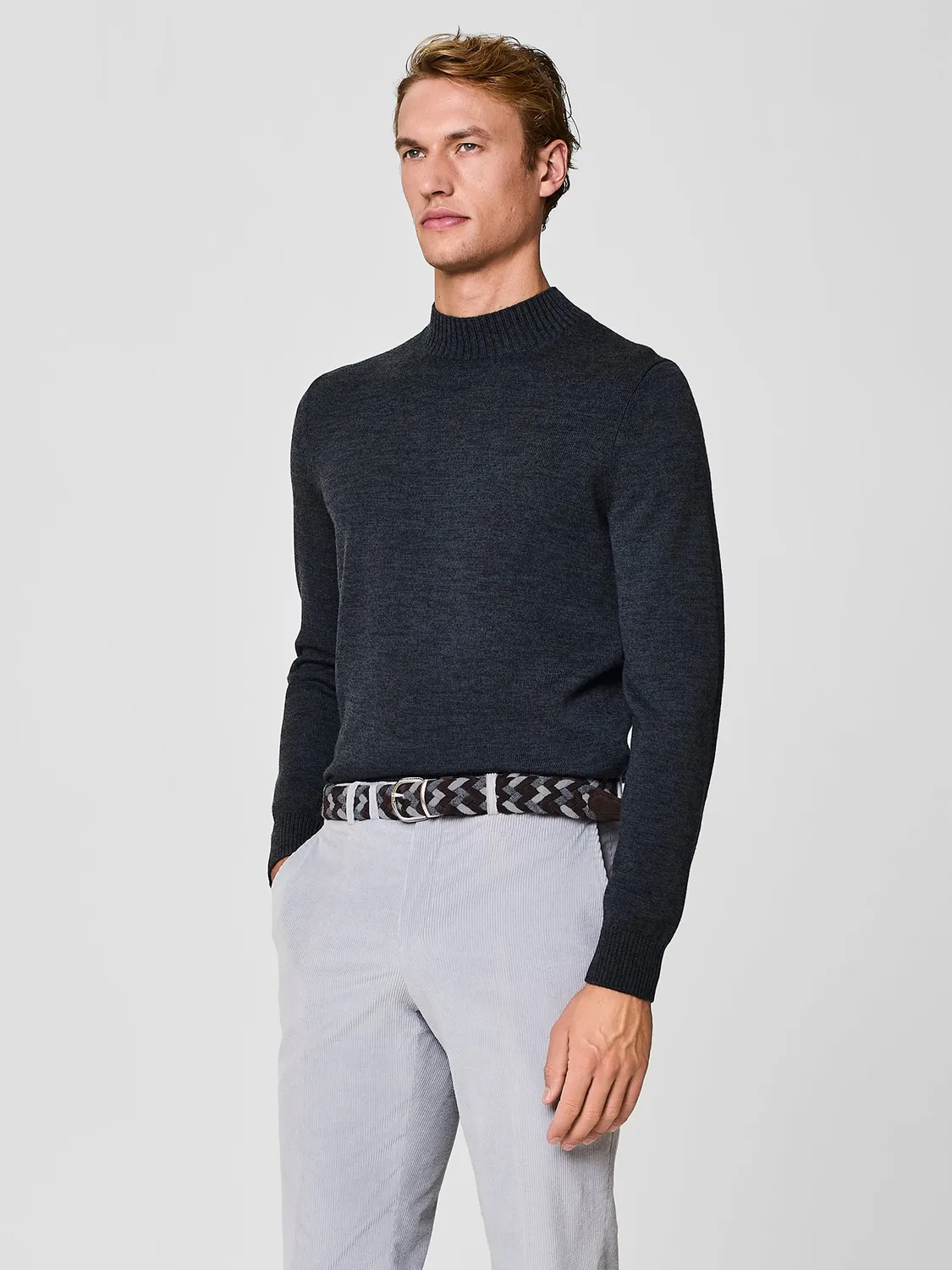 Paul Taylor Maglia Lana Merino Collo Vulcano Grigio Scuro