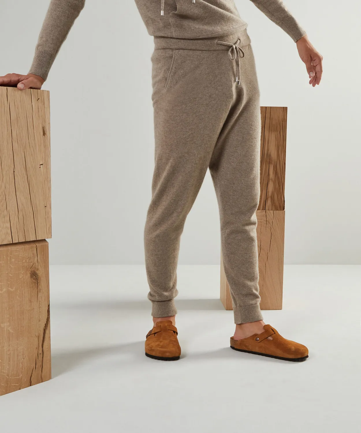 Rodier pantaloni jogging cashmere marrone talpa coulisse