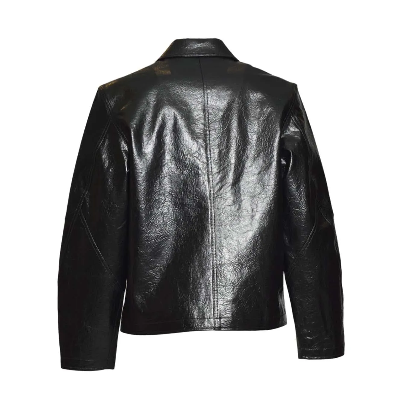 Séfr MSS25DUKEFAU Giacca Uomo Nera Faux Memory Leather