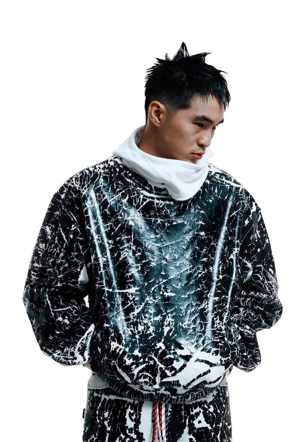 Marcello Pipitone Crack Hoodie felpa laminata cotone