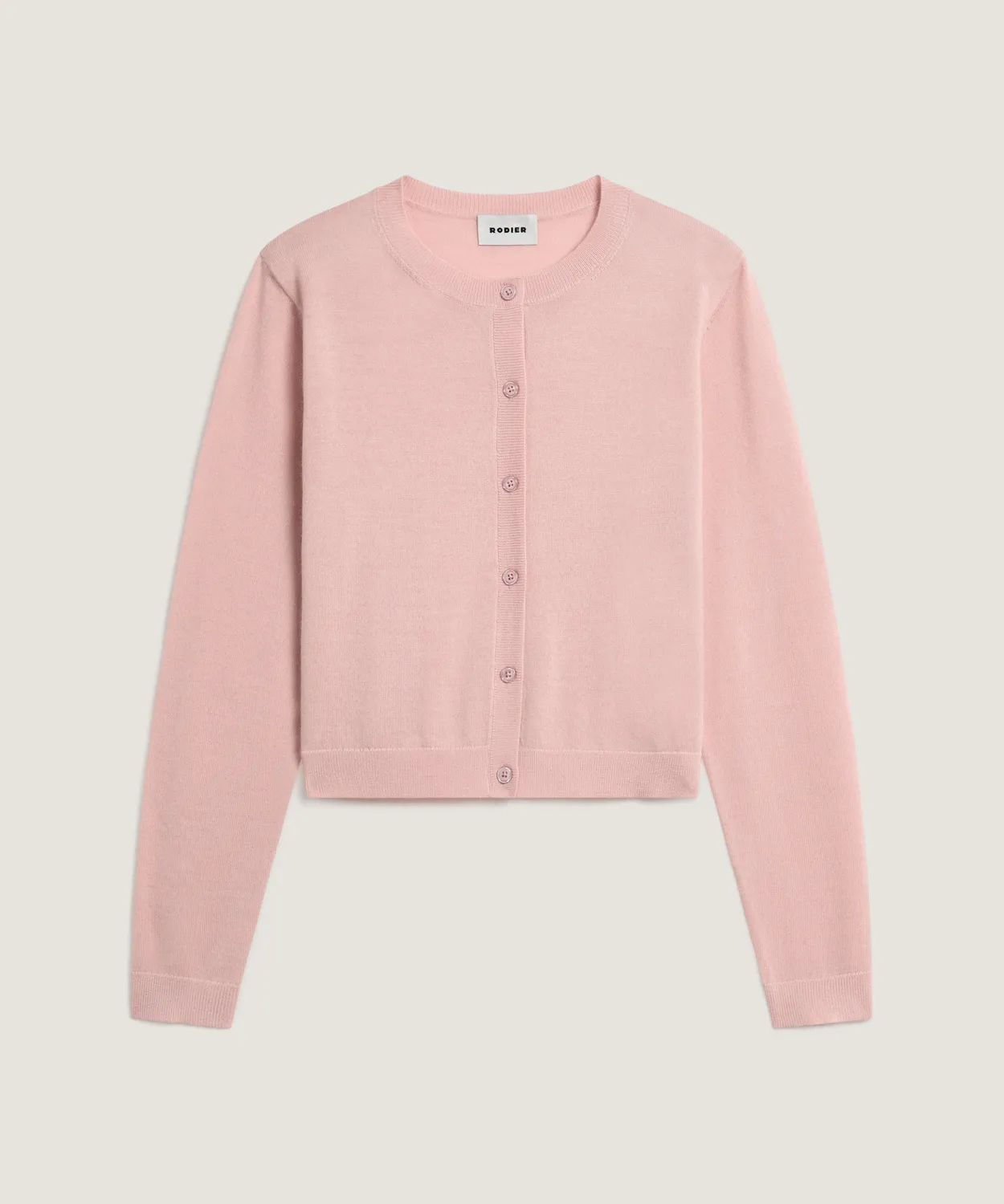 Rodier cardigan corto lana merino rosa perla