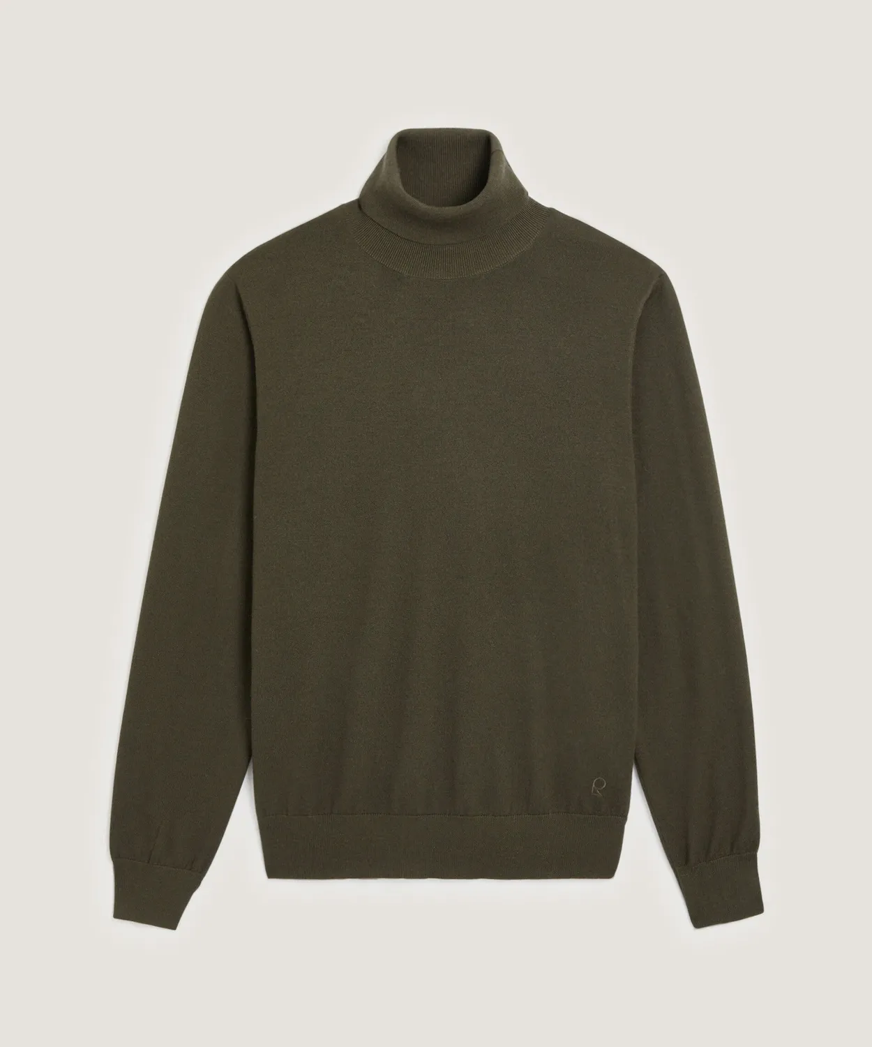 Rodier Maglione Dolcevita Lana Merino Uomo Verde Khaki