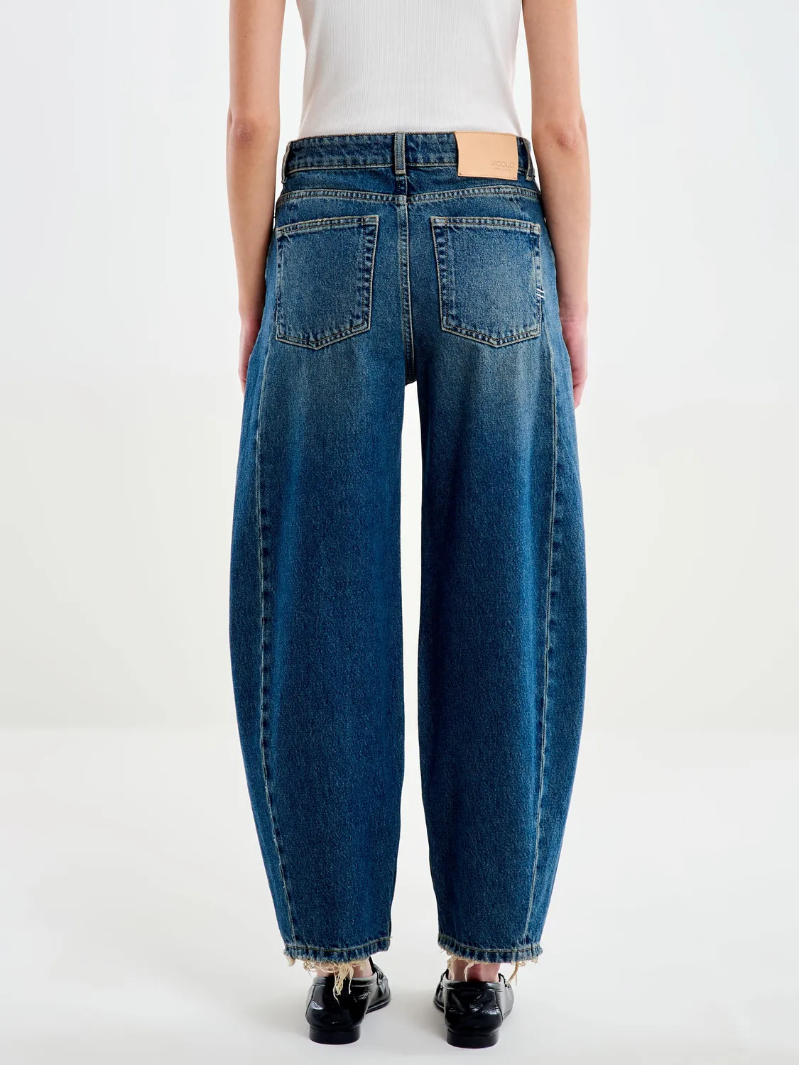 Vicolo Jeans Chiara Barrel Blu Vintage Taglia S Denim