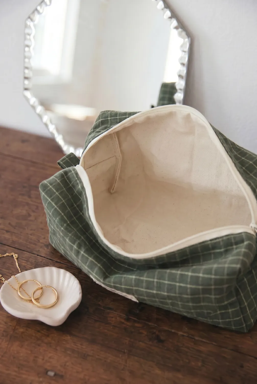 Jyoti Phavvaara trousse cotone verde quadri