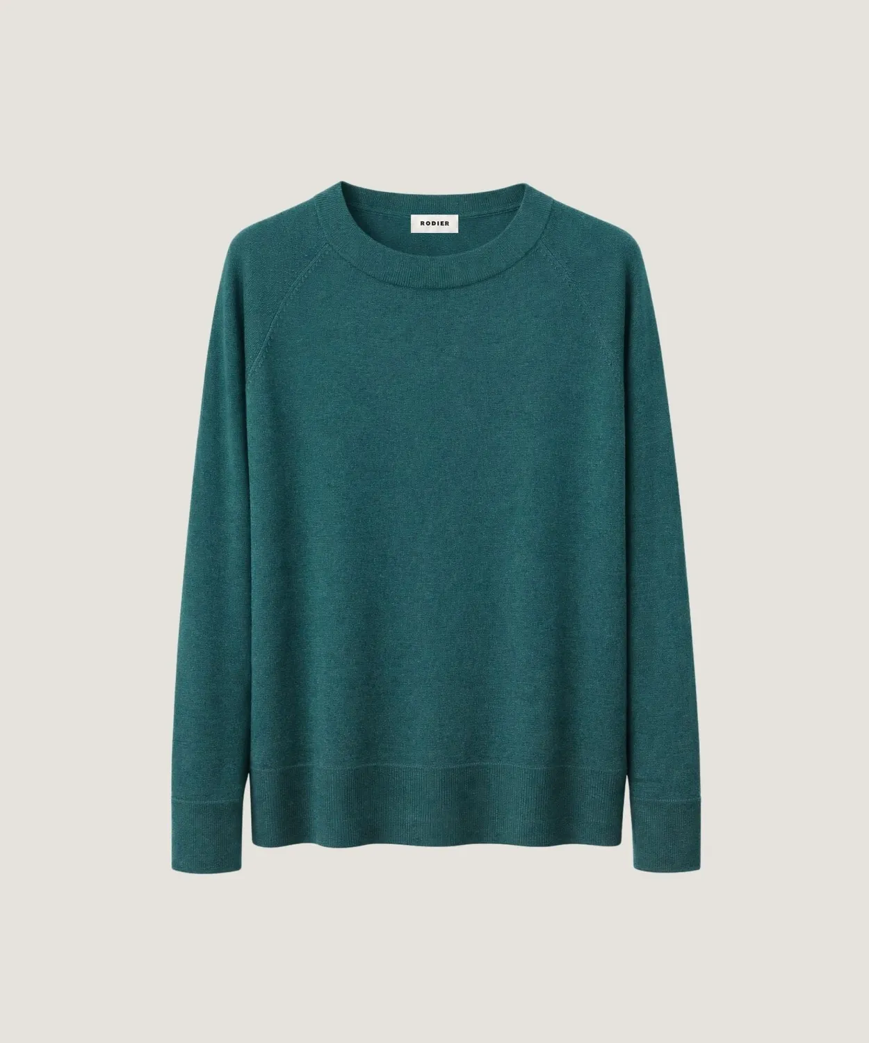 Rodier maglione girocollo lana merino verde maglia fine