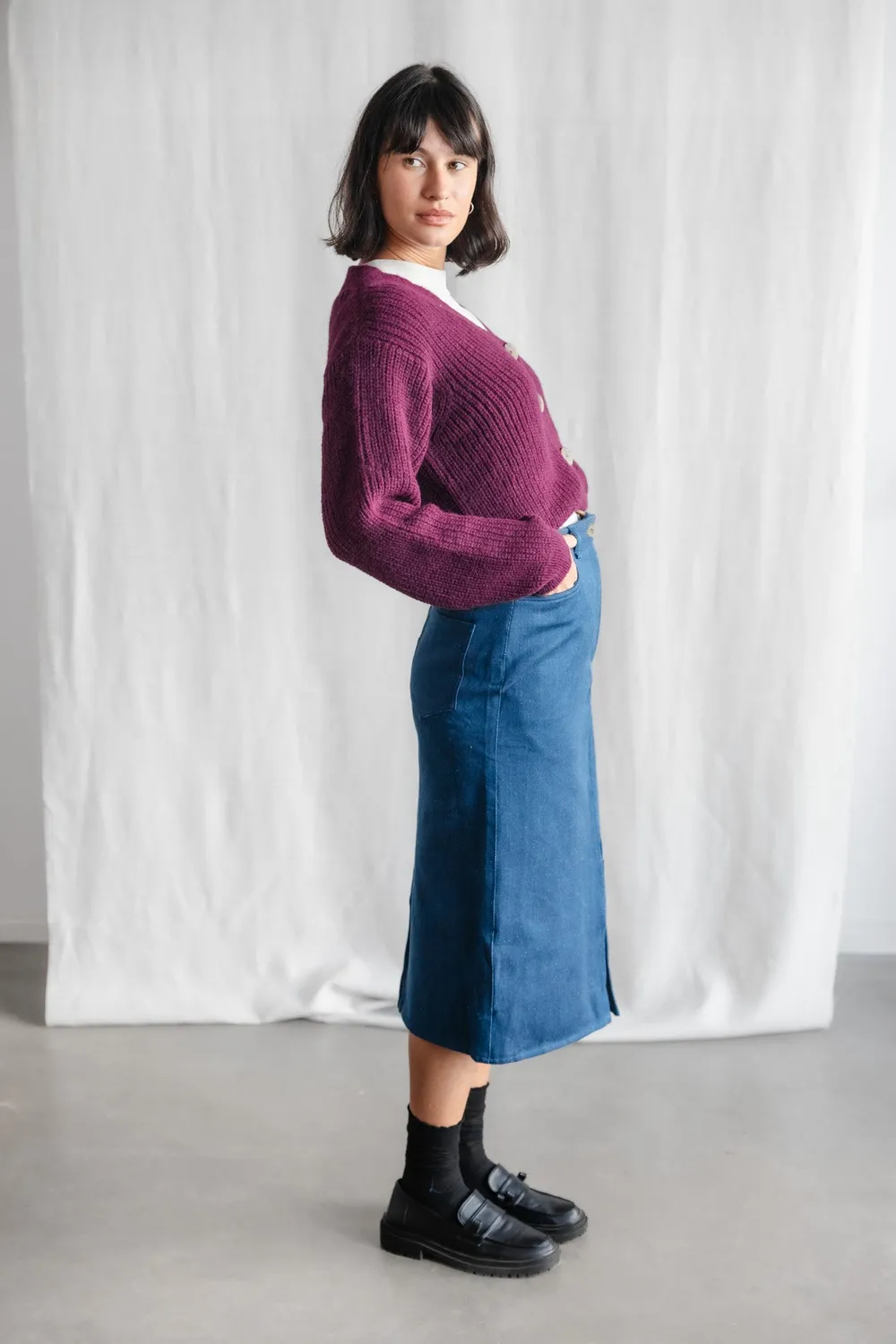 Jyoti Aleena Denim gonna lunga cotone spacchi