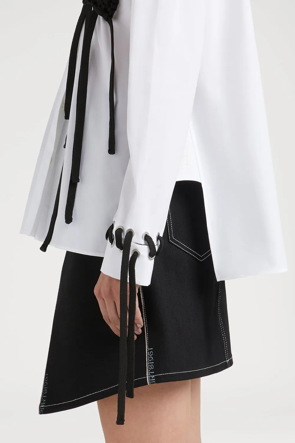 PORTS Long Sleeve Shirt camicia bianca tasca pizzo