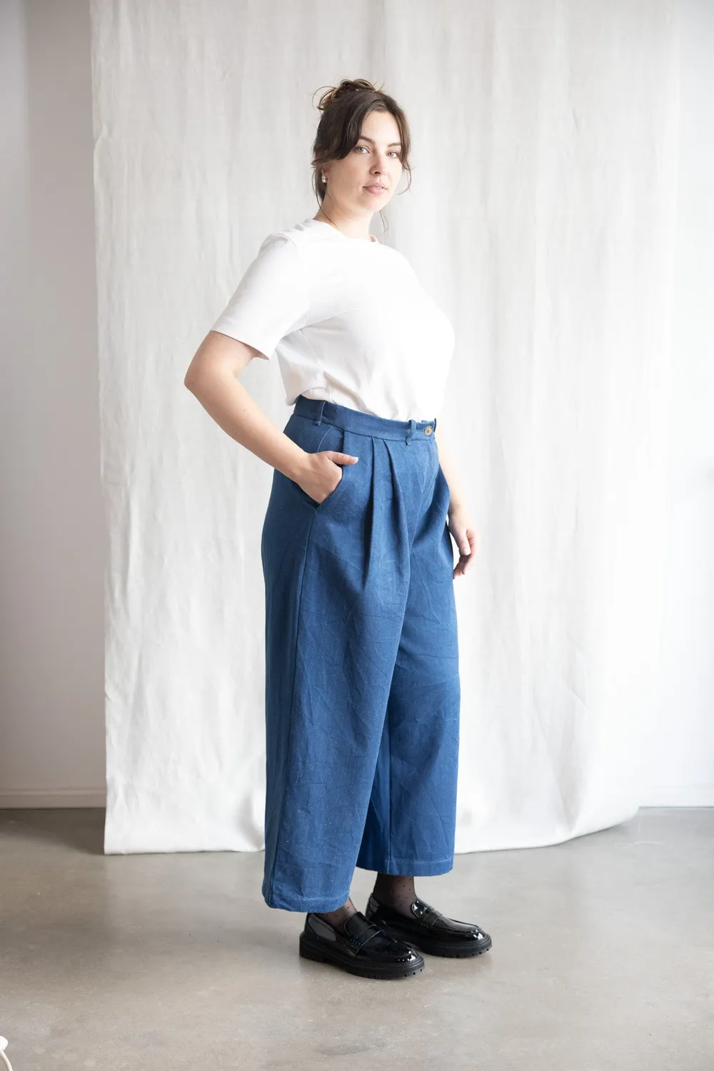 Jyoti Awasi culotte denim cotone vita media