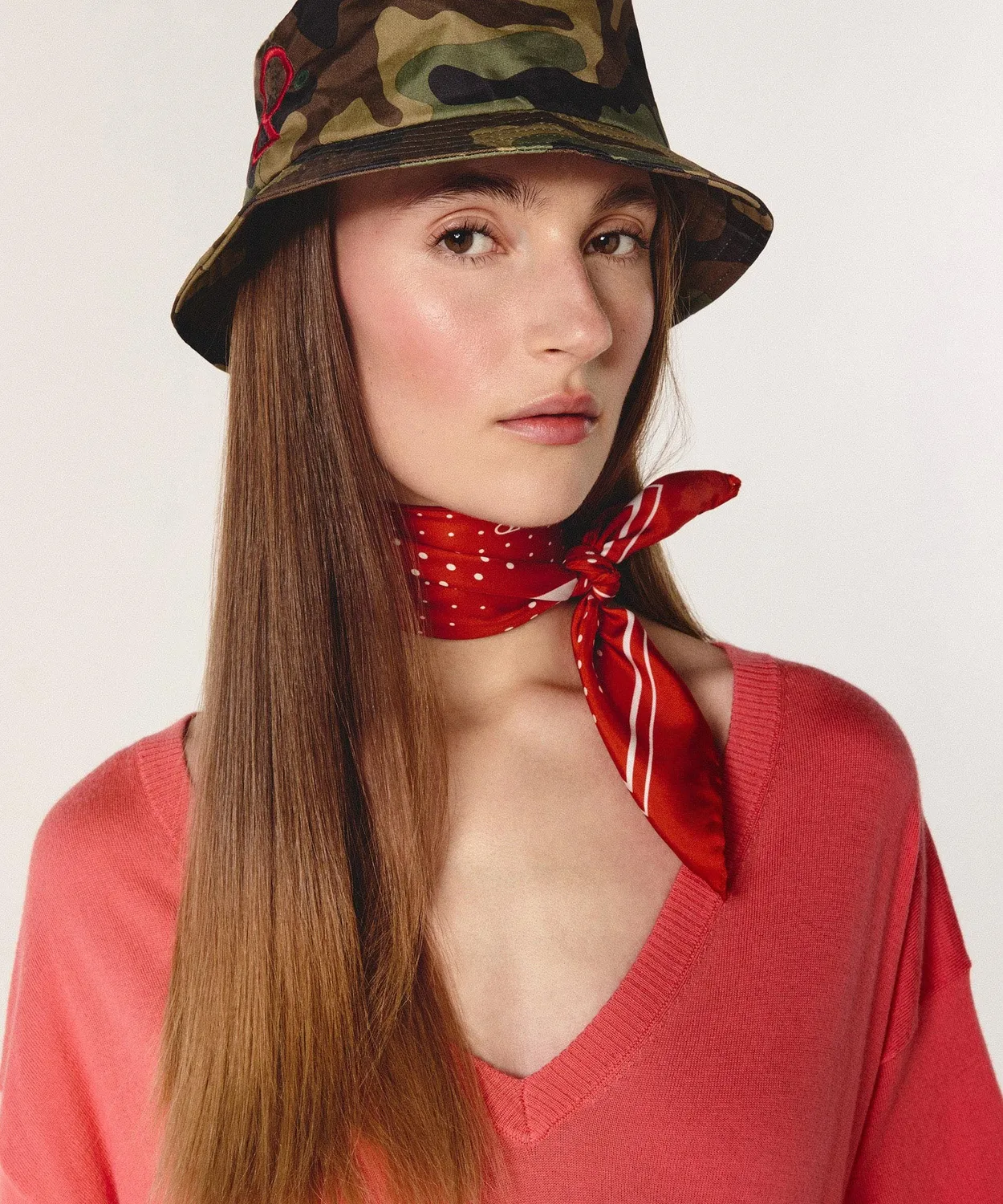 Rodier Bandana Seta a Pois Arancione Rouille 53x53