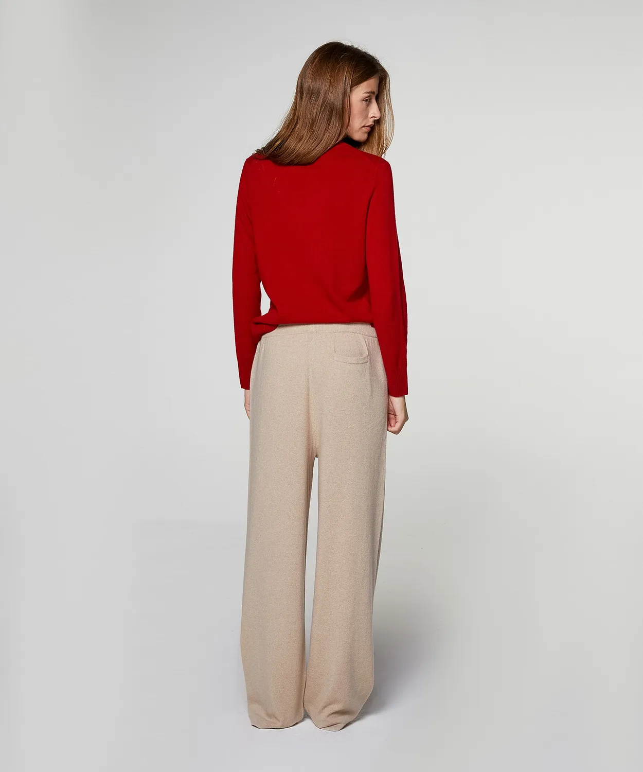 Rodier Pantaloni larghi cashmere beige