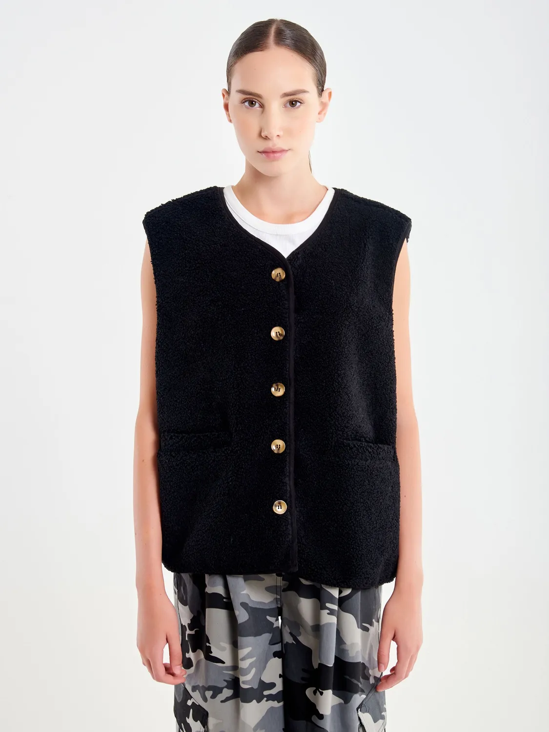 Vicolo Teddy gilet teddy nero taglia unica