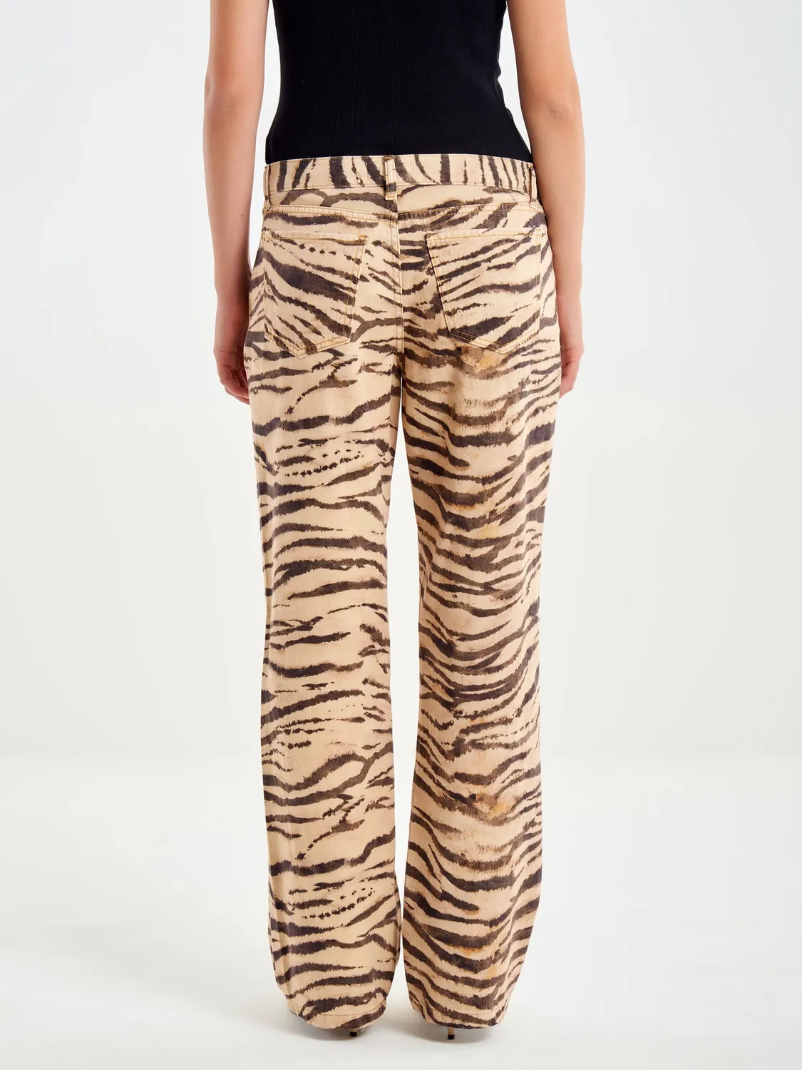 Vicolo Jeans Zebrato palazzo naturale-nero cotone