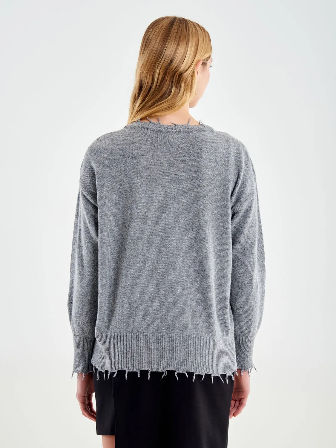 VICOLO Pull Rotture Cashmere Grigio Lana Unica