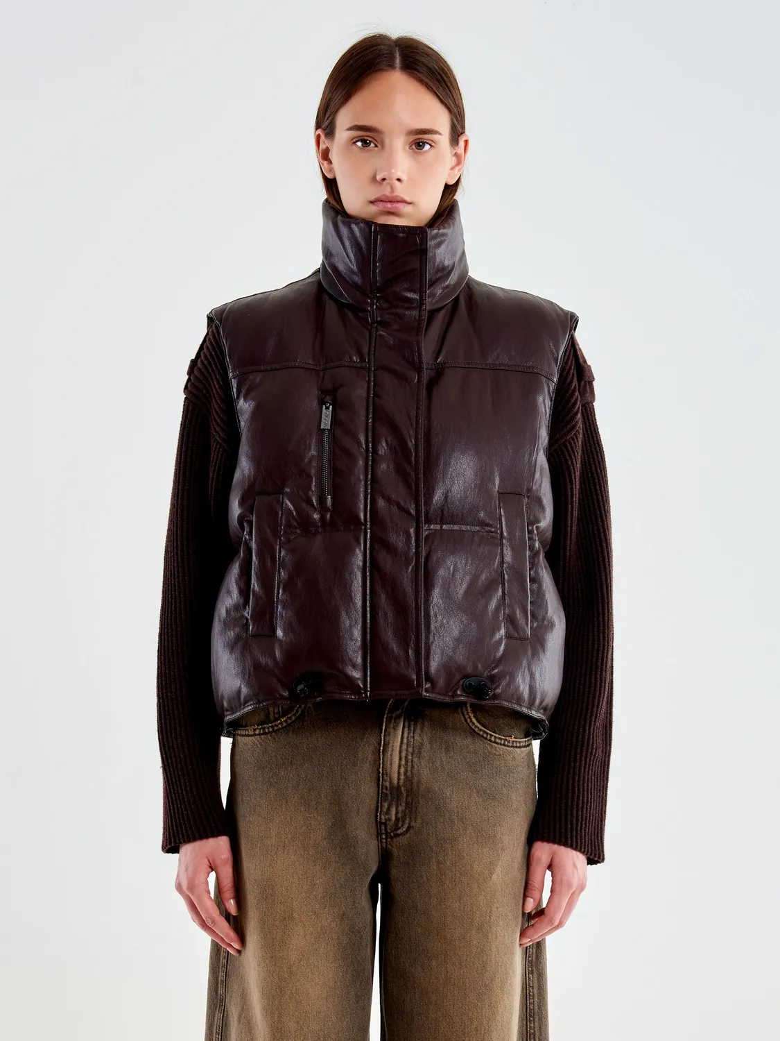 Vicolo Gilet Piumino in Ecopelle fondente