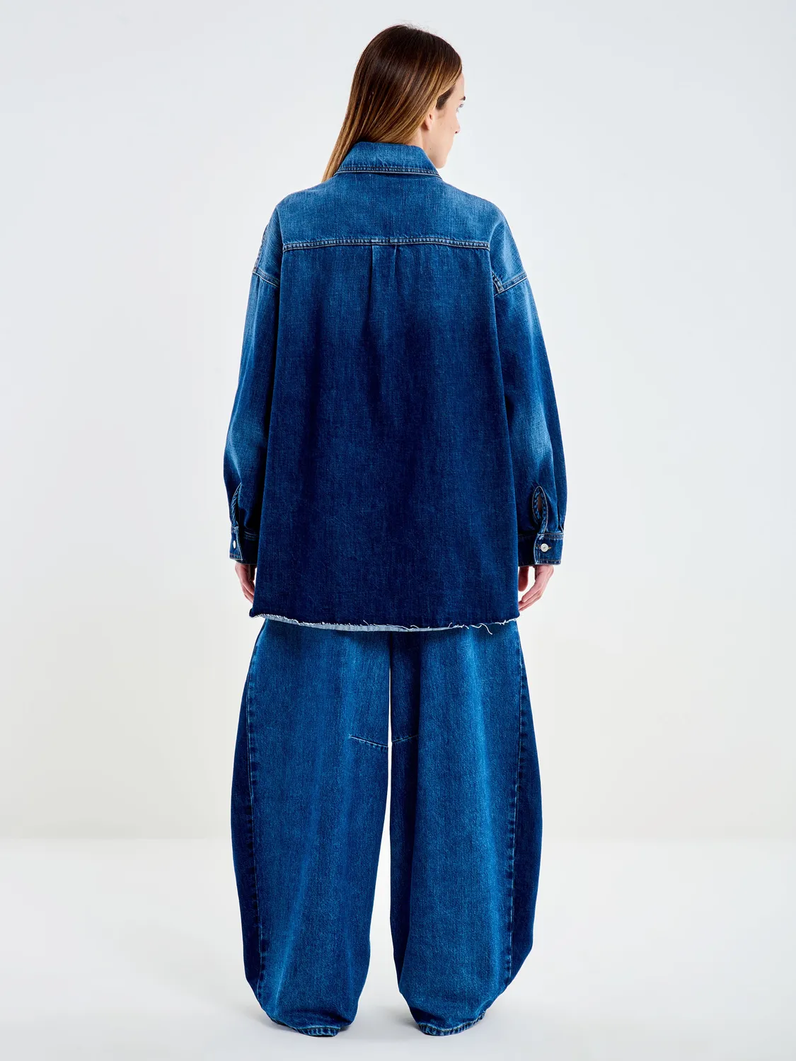 Vicolo overshirt denim blu scuro cotone taglio vivo
