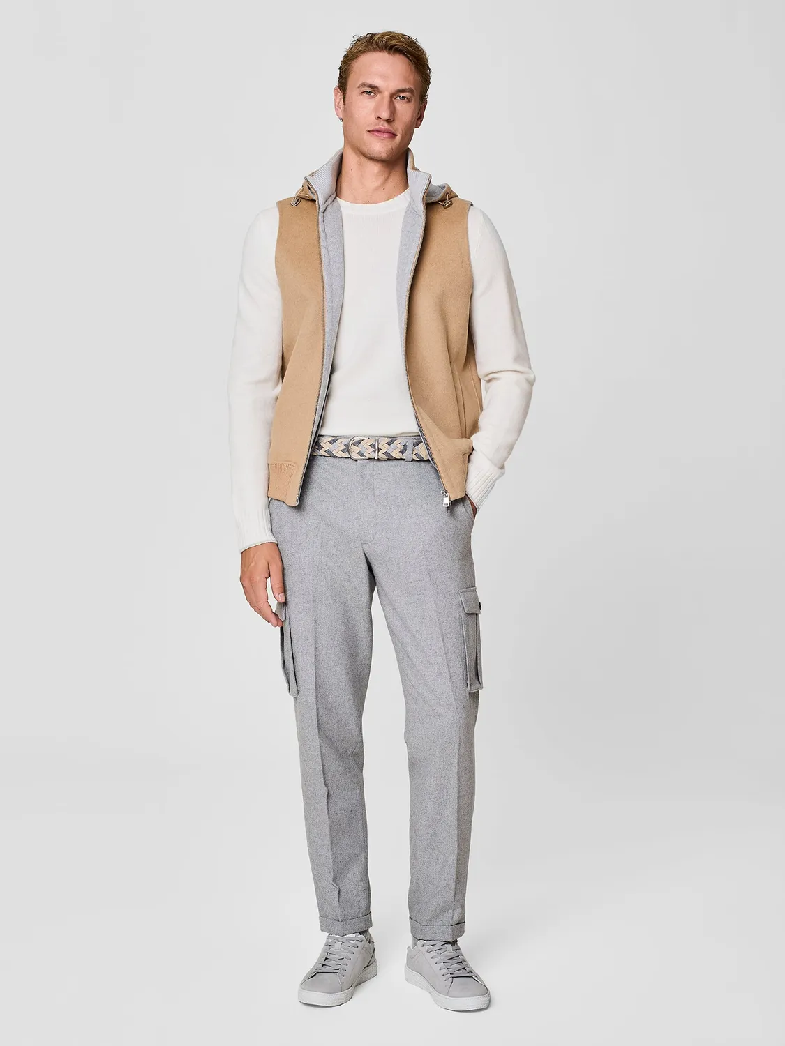 Paul Taylor smanicato cappuccio cammello uomo