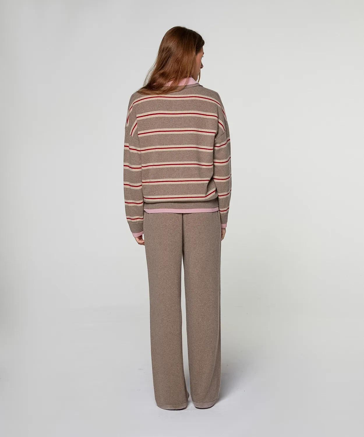 Rodier polo righe cashmere tortora donna