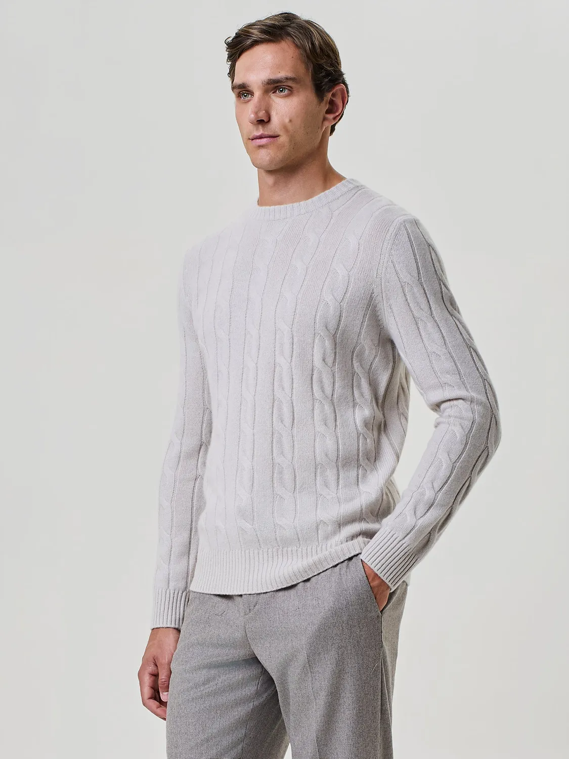 Paul Taylor Maglia Girocollo Cashmere Trecce Burro
