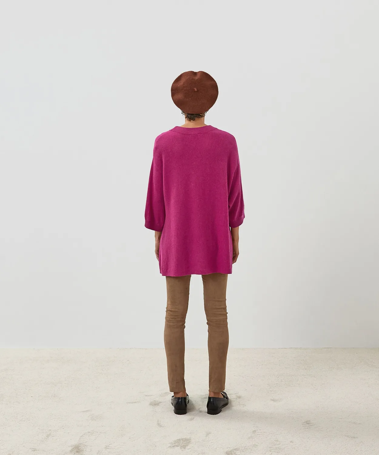 Rodier poncho cashmere fucsia maniche 3/4