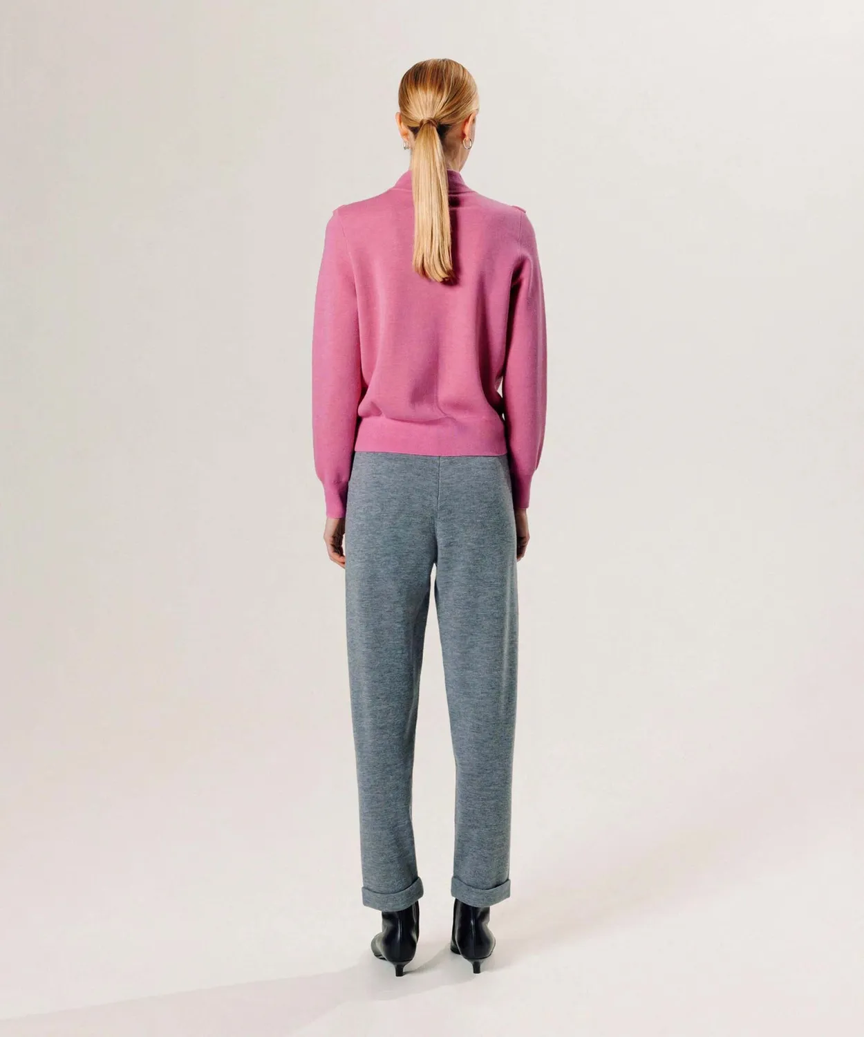 Rodier Maglione Ufficiale Merino Donna Candy Pink Collo Imbuto