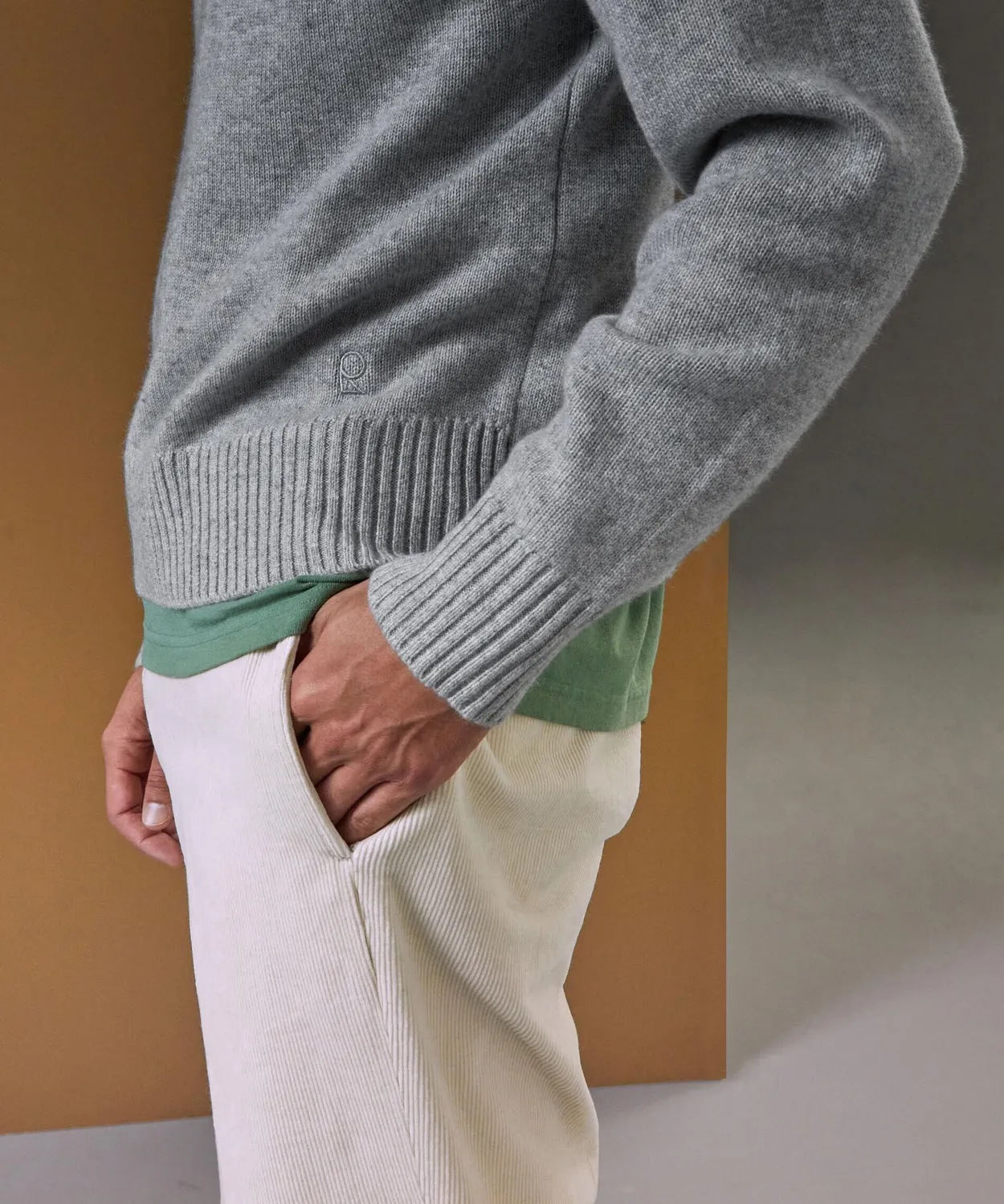 Rodier maglione cashmere collo alto grigio perla 4 fili