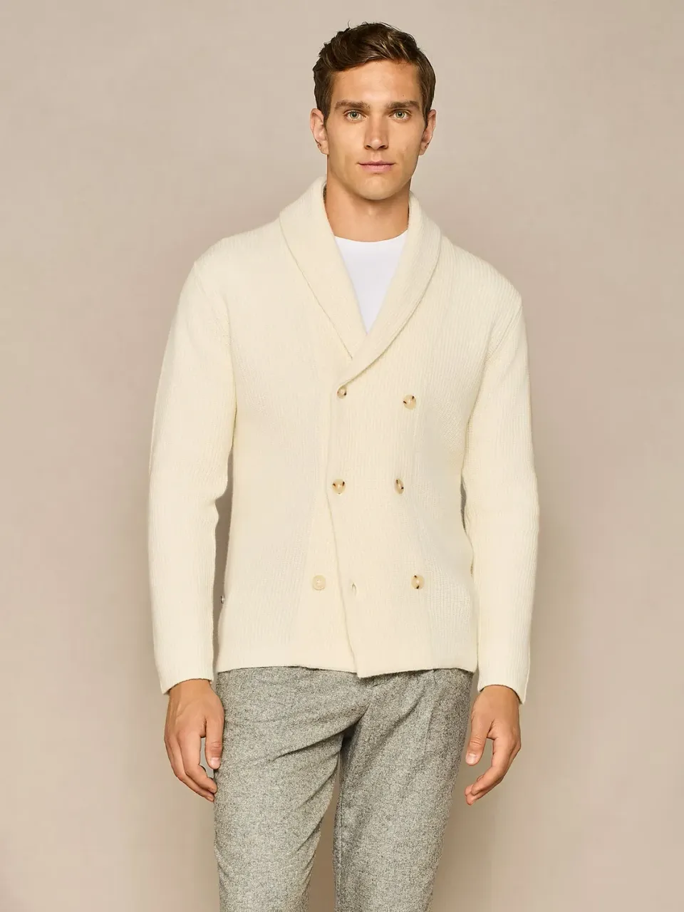 Paul Taylor Cardigan Sciallato Costa Inglese cardigan bianco doppiopetto