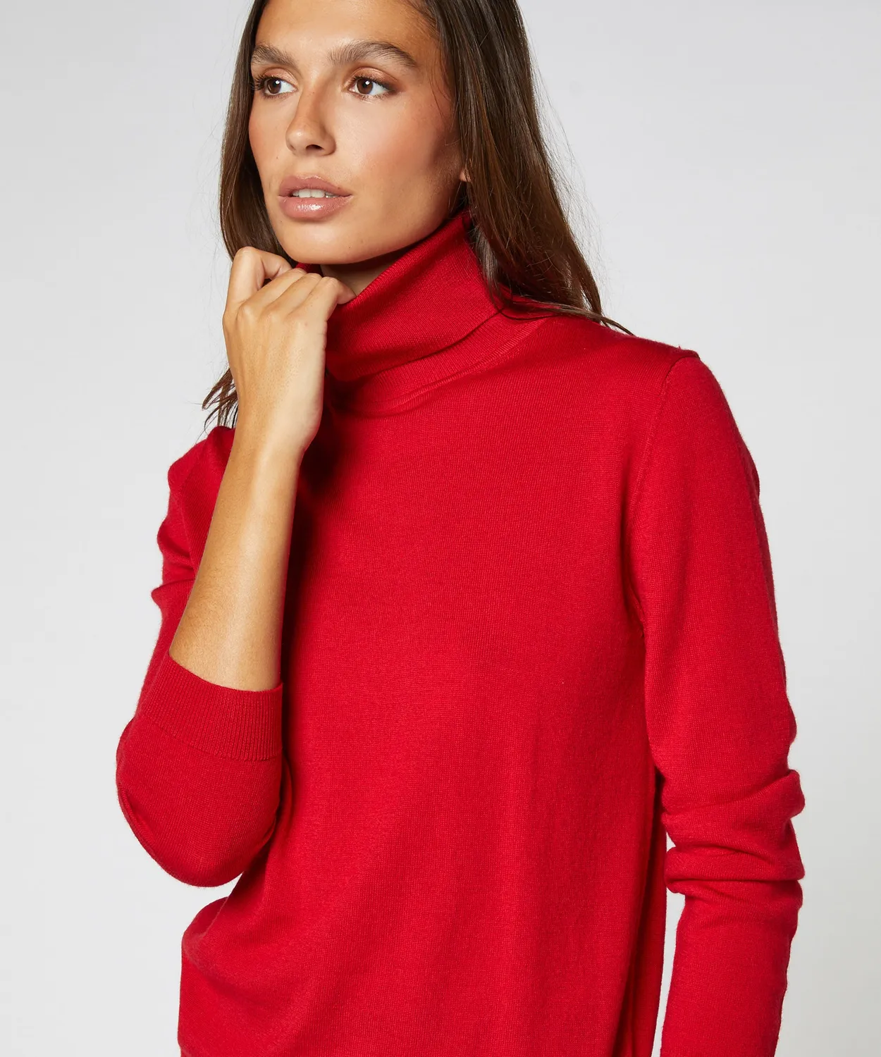 Rodier Maglione Dolcevita Lana Merino Rosso Invernale