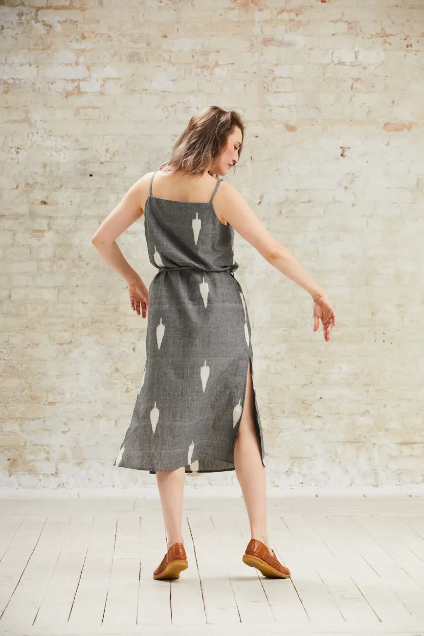 Jyoti Fair Works Renu Ikat Grey abito cotone grigio