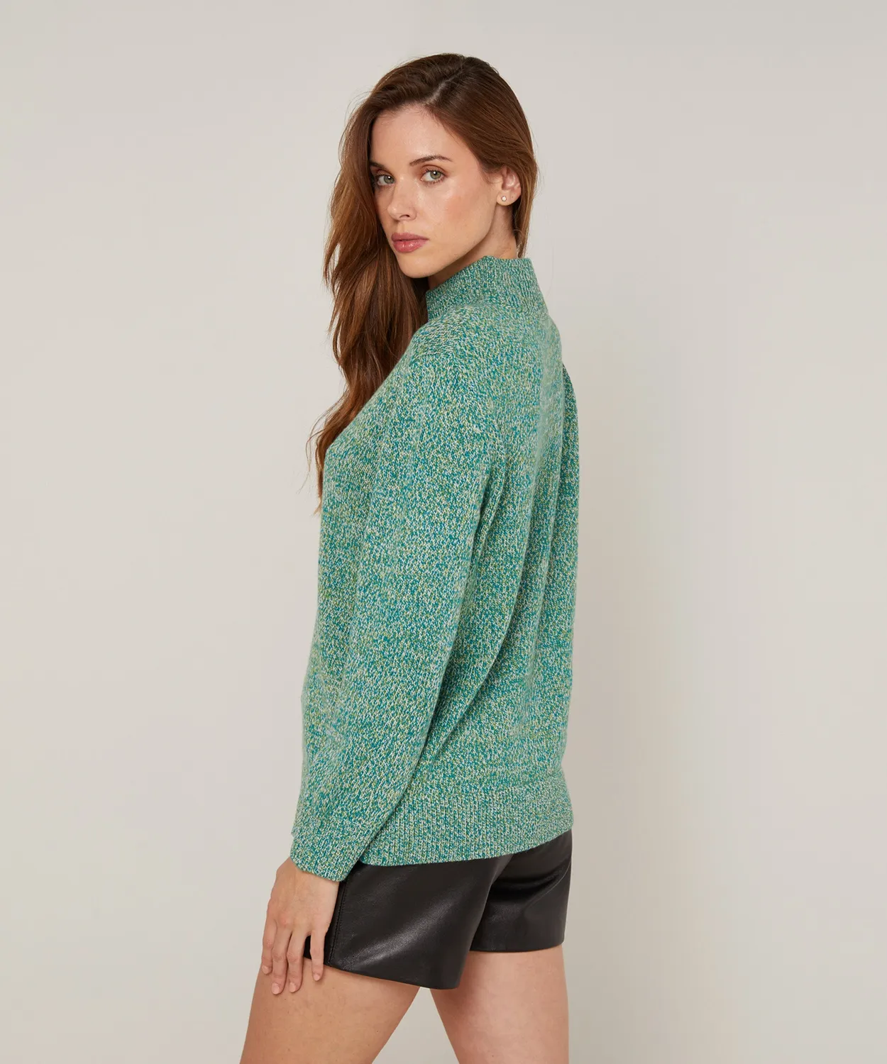 Rodier Maglione collo a imbuto verde mélange