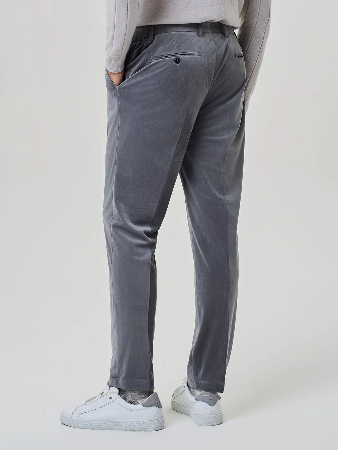 Paul Taylor Pantalone Velluto Coste Jersey Grigio