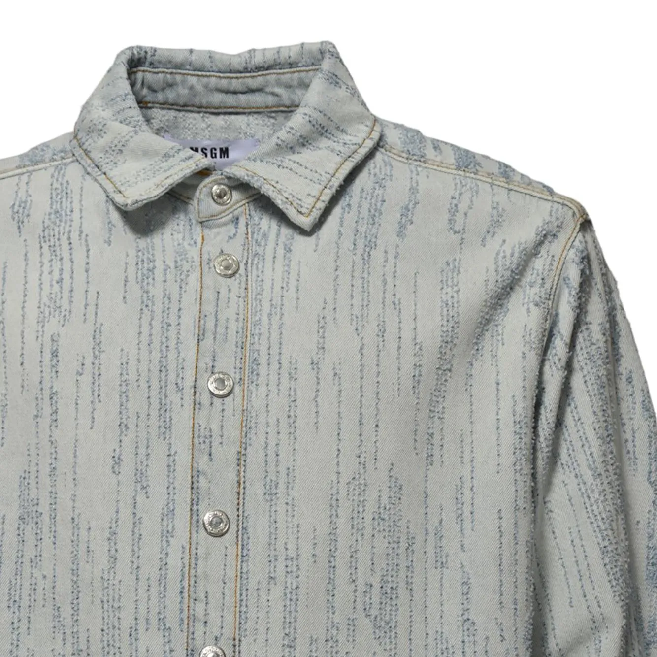 MSGM 3840ME231257085 camicia denim azzurro rilievo 43 44