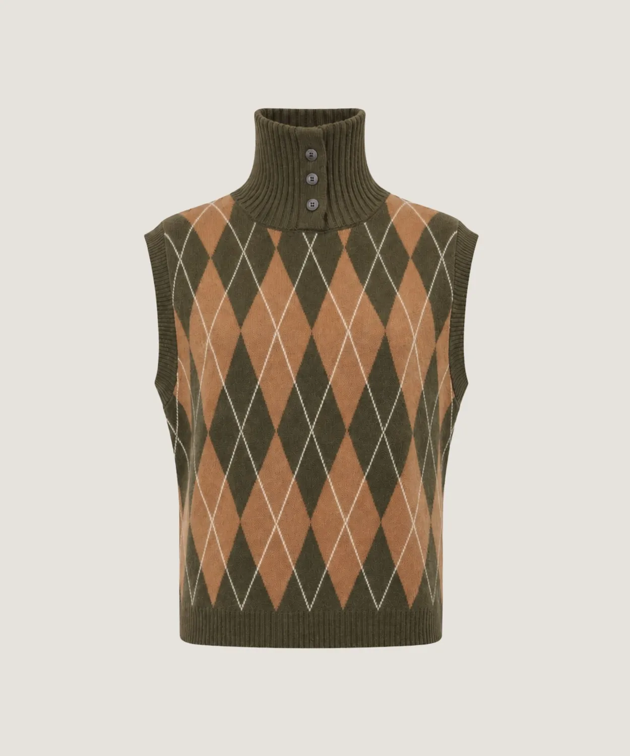 Rodier maglia jacquard senza maniche gilet kaki