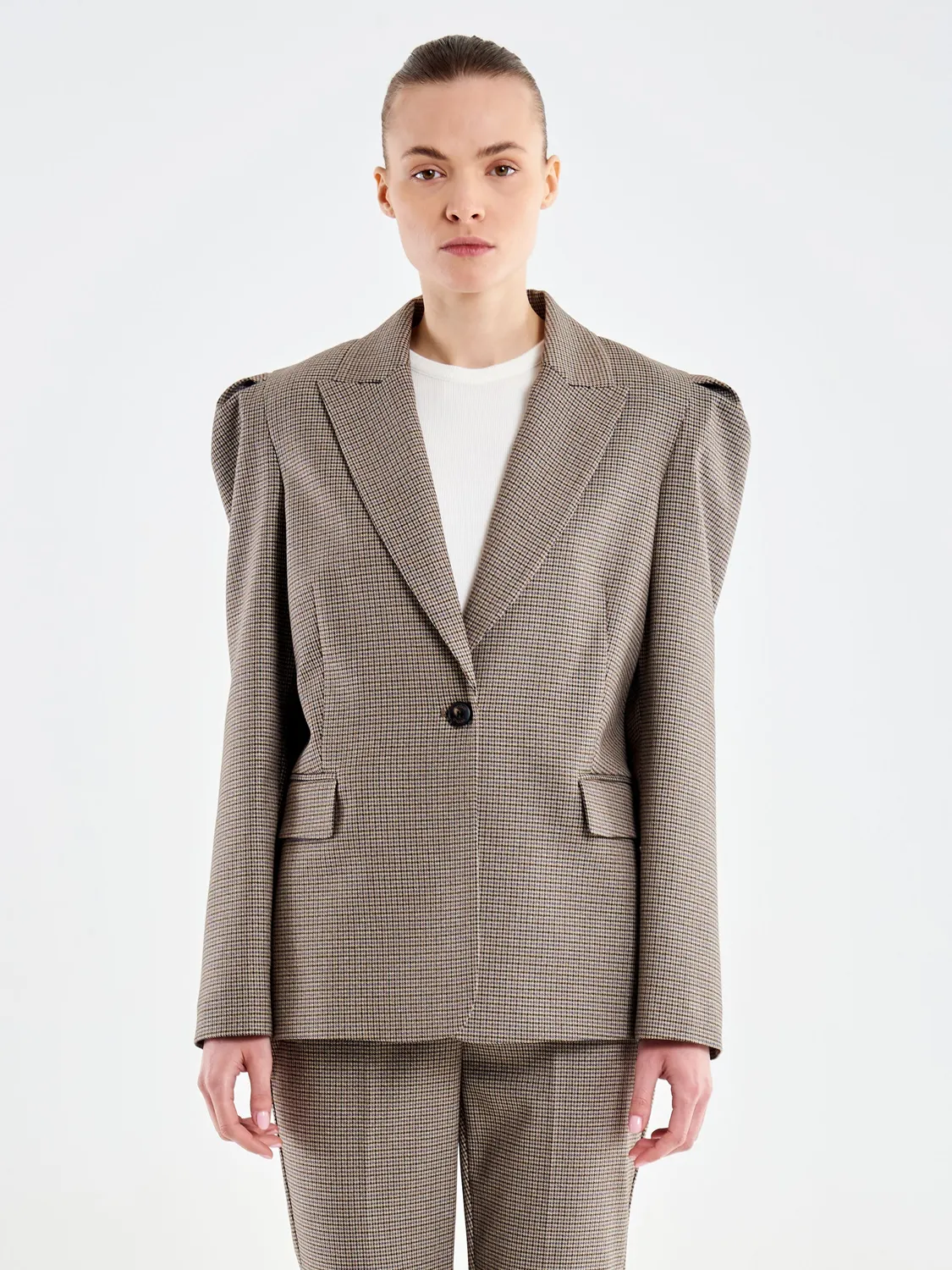 Vicolo Pied de Poule blazer sfiancato beige