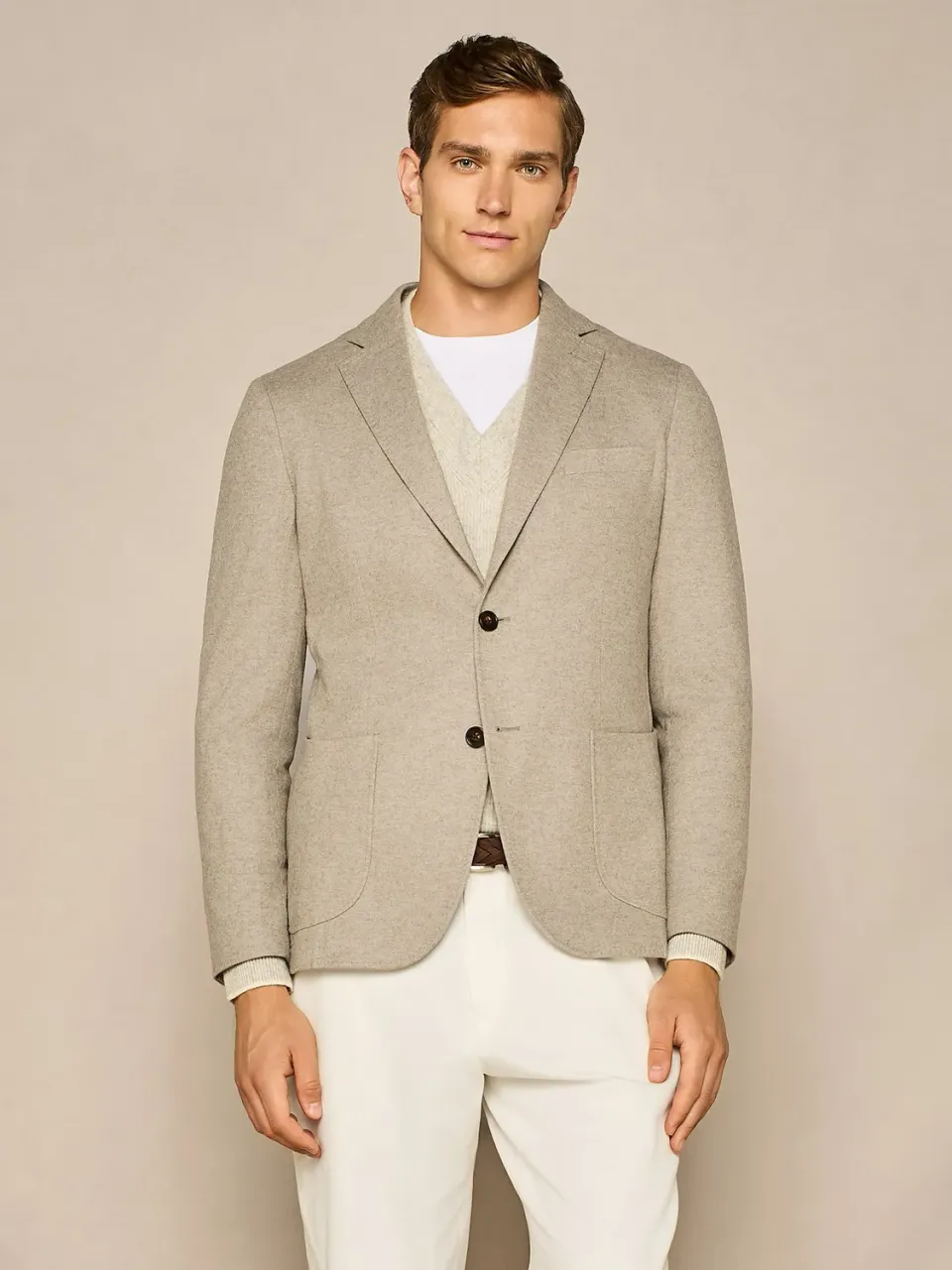Paul Taylor Jersey giacca sfoderata taupe effetto maglia