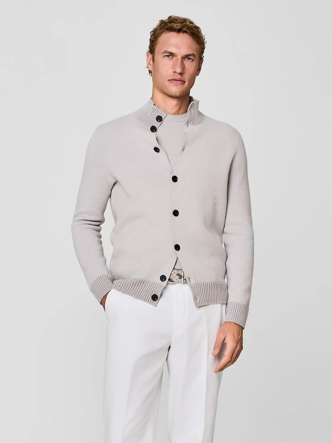 Paul Taylor bomber maglia cashmere lana burro