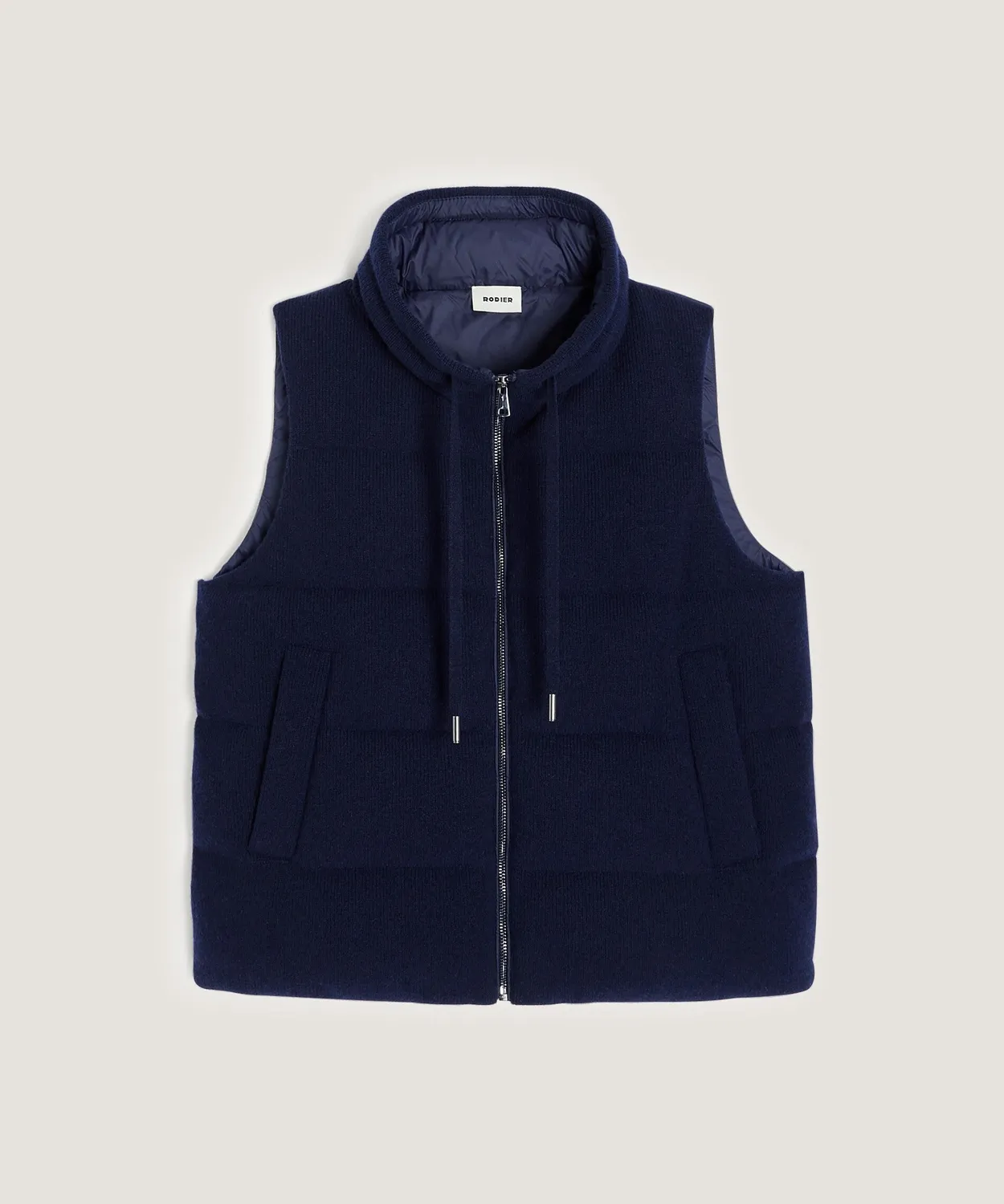 Rodier piumino smanicato cashmere blu navy