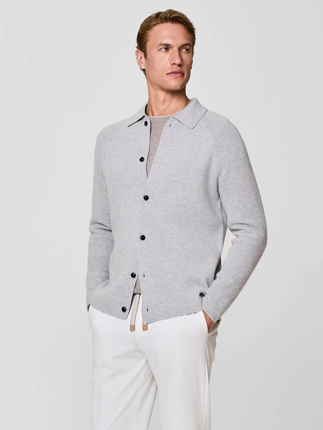 Paul Taylor camicia maglia lana angora grigio chiaro